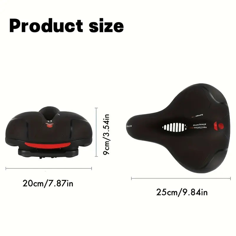 Comfortable Bicycle Seat Cushion - Wide, Double Shock Absorption