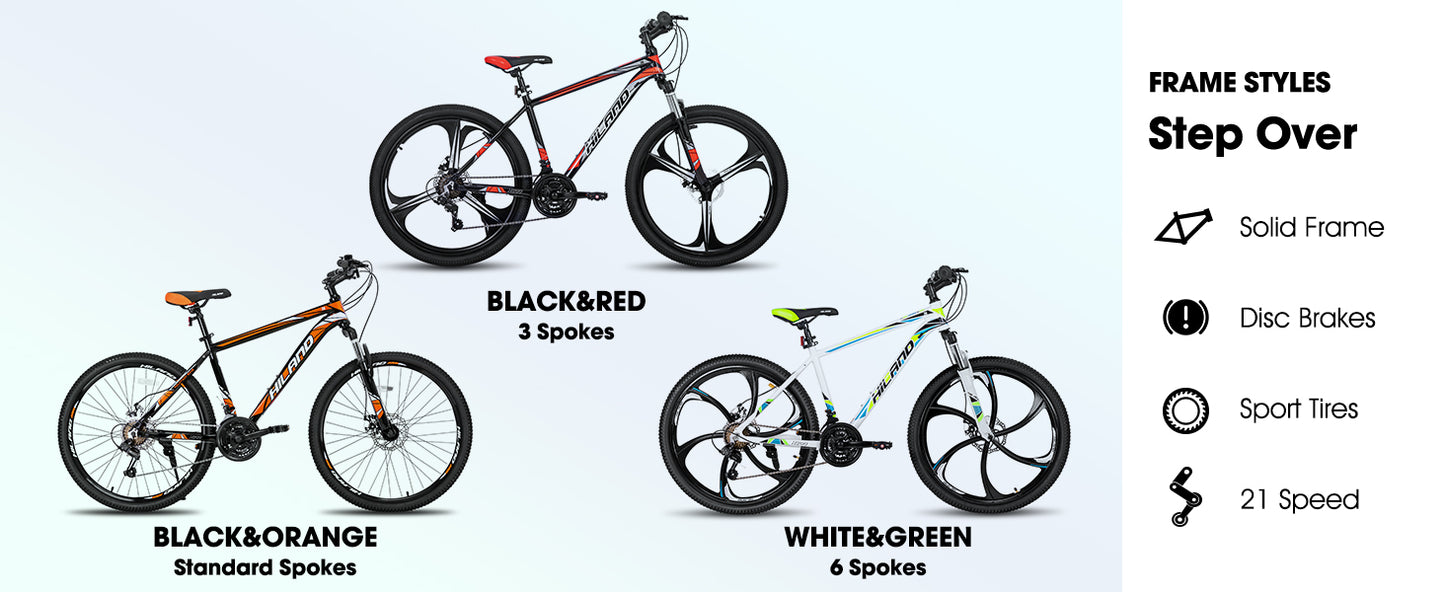 Hiland Mountain Bike, Multi-Spokes,Shimano 21 Speeds Drivetrain,Aluminum Frame 26 inch Wheels, Men's MTB Bicycle