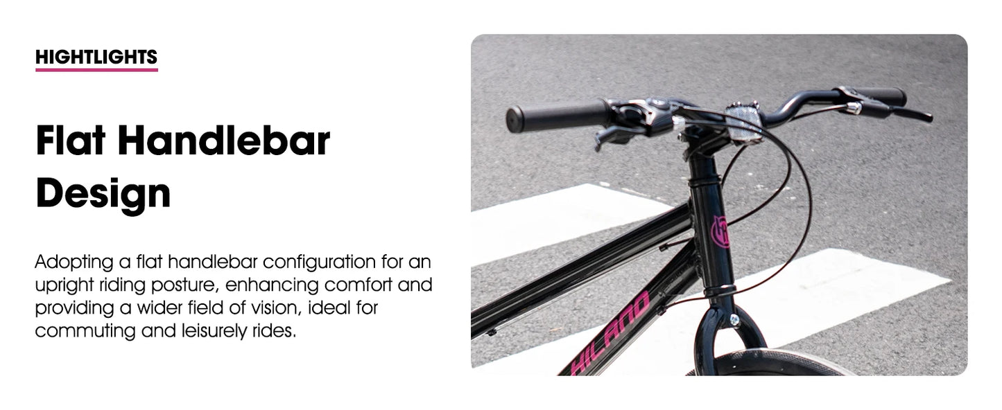 HILAND Cityrad 700C Herren Damen Student Aluminiumlegierung Pendler Stadtfahrrad, 7-Gang, mit Schutzblechen, Gepäckträger