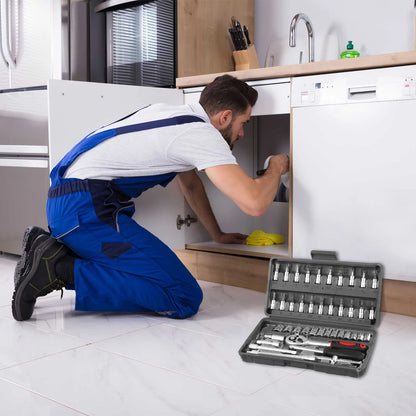 Motorsi 46Pcs Motorcycle Drive Ratchet Socket Wrench Spanner Screwdriver Set Bicycle Maintenance Tools For Bicycle & Auto Repair