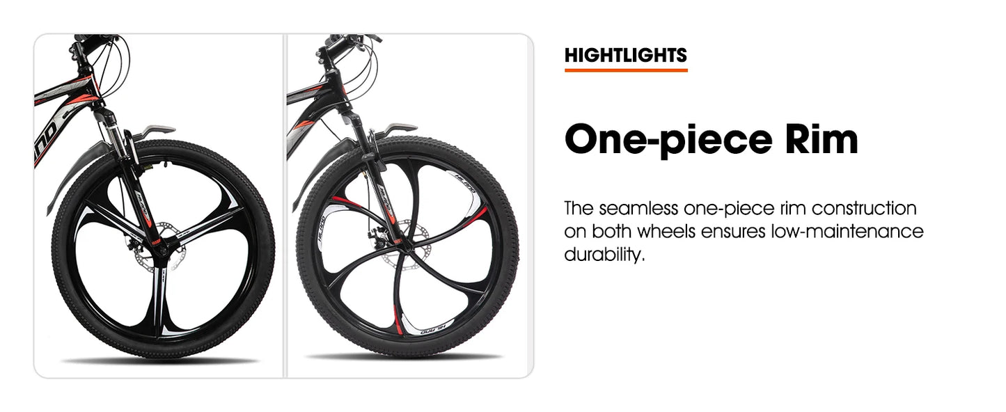 HILAND Mountain Bike, 3 Spokes, 18 Speeds Drivetrain, Aluminum Frame 26 Inch Wheels, Disc-Brake Bike for Men Women Men's MTB