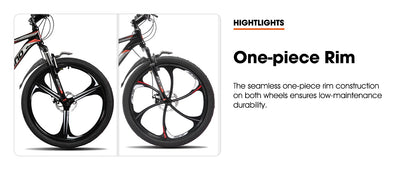 HILAND Mountain Bike, 3 Spokes, 18 Speeds Drivetrain, Aluminum Frame 26 Inch Wheels, Disc-Brake Bike for Men Women Men's MTB