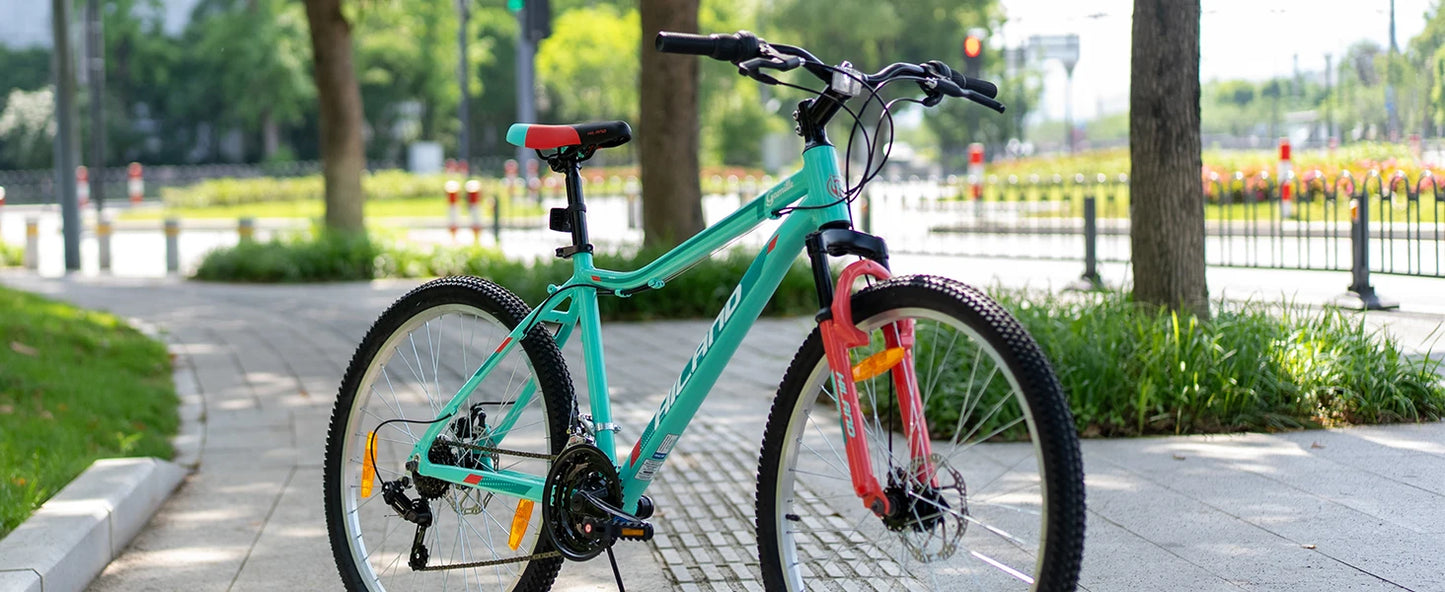 HILAND 26 27.5Inch Mountain Bike for Women Girl, 21 Speed with Suspension Fork, Aluminum Frame MTB, Adult Ladies Bike