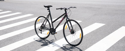 HILAND Cityrad 700C Herren Damen Student Aluminiumlegierung Pendler Stadtfahrrad, 7-Gang, mit Schutzblechen, Gepäckträger
