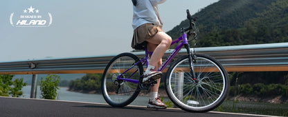 Hiland 26-inch Women's Mountain Bike, 18-Speed Shift, Mountain Bike with Front and Rear V-Brakes, Sturdy Mountain Bike for Women