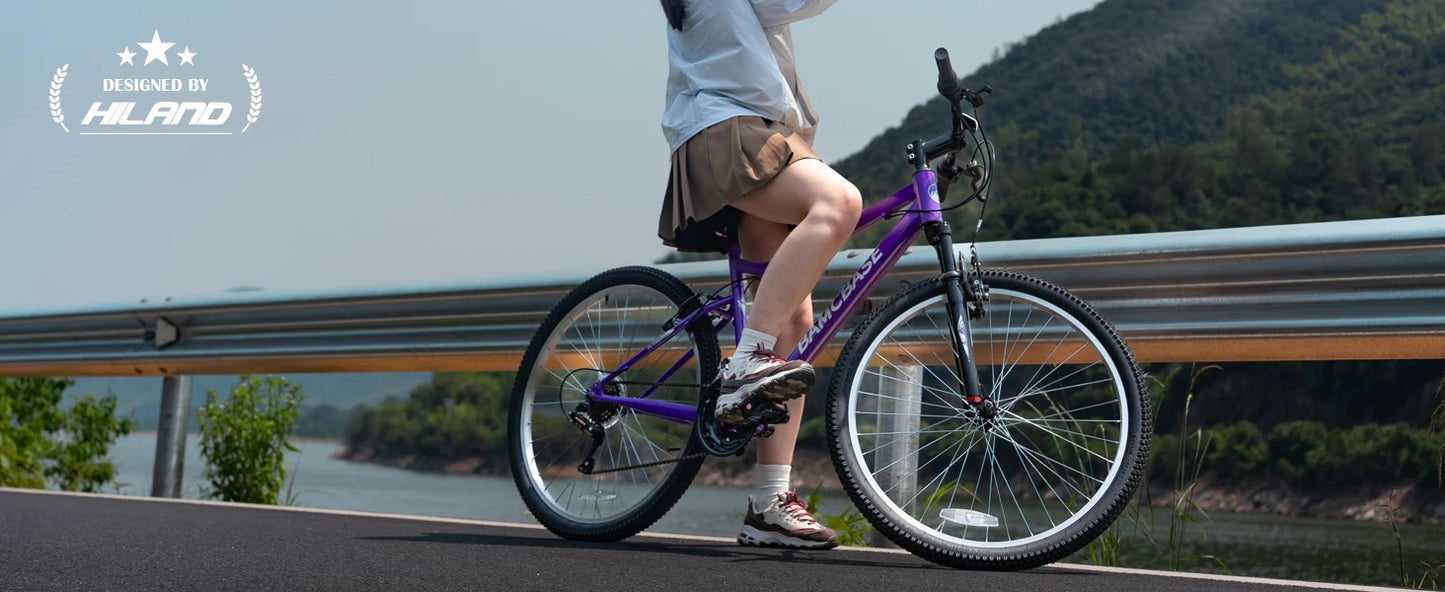 Hiland 26-inch Women's Mountain Bike, 18-Speed Shift, Mountain Bike with Front and Rear V-Brakes, Sturdy Mountain Bike for Women