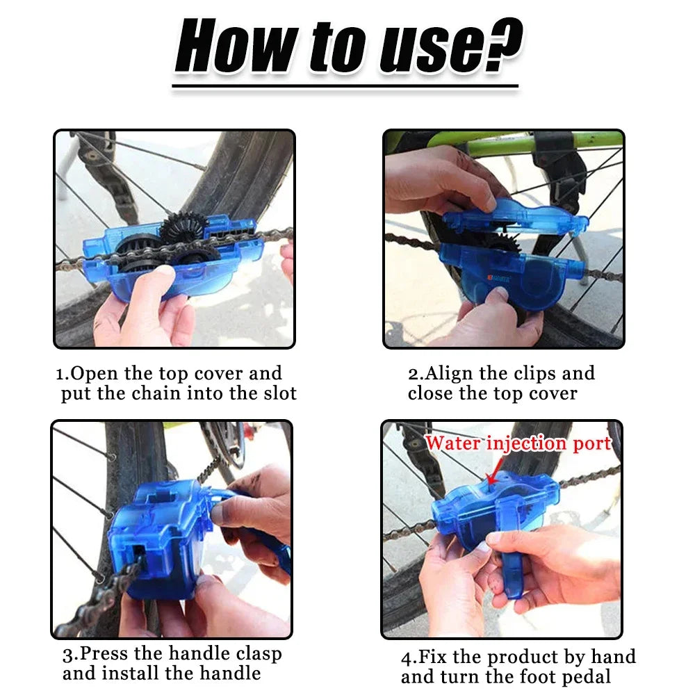 Bike Chain Cleaner Kit, Clean Chains Scrubber Gear Brush Maintenance Cleaning Tool Set for Road Bicycle Mountain Bikes MTB