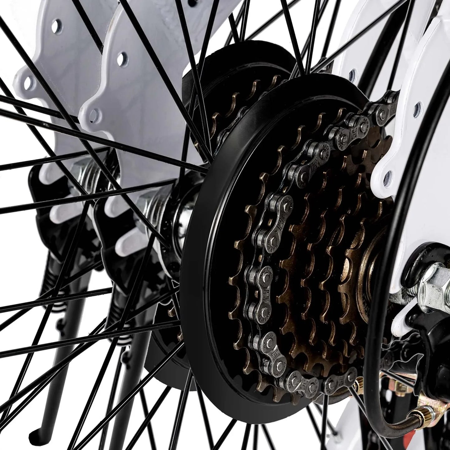 White Folding Bike Foldable City Bike Adult 20 Commute Bicycle 6Speed Gears