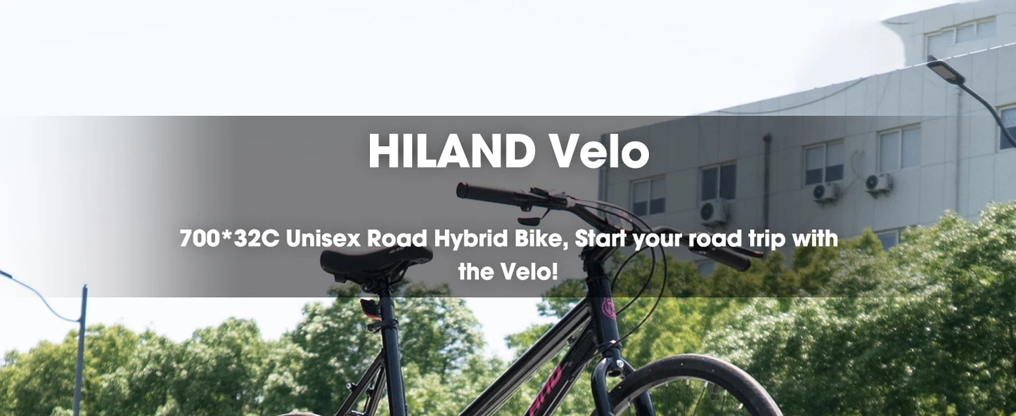 HILAND Cityrad 700C Herren Damen Student Aluminiumlegierung Pendler Stadtfahrrad, 7-Gang, mit Schutzblechen, Gepäckträger