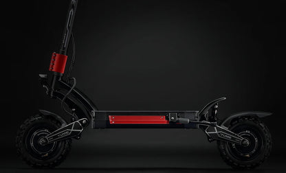 Dual 3000W motors deliver a staggering 6000W peak output, propelling the scooter to a top speed of 85 km/h