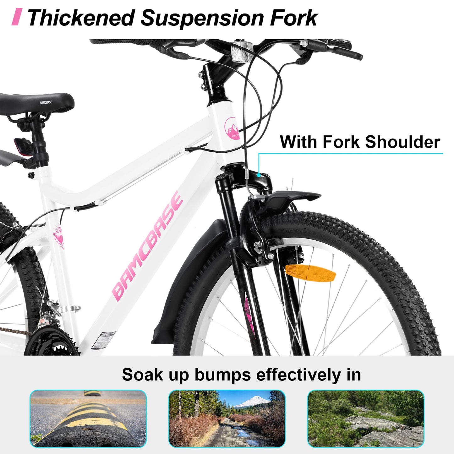 Hiland 26-inch Women's Mountain Bike, 18-Speed Shift, Mountain Bike with Front and Rear V-Brakes, Sturdy Mountain Bike for Women