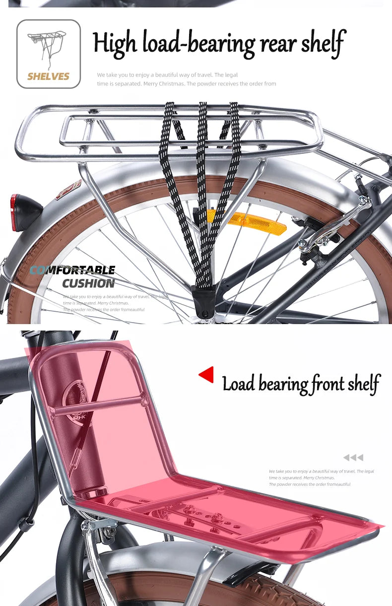 Bicycle with Variable Speed for Men and Women, Urban Commuting Bike, Cycling Bike, 7-Speed, Retro Style, 26 in