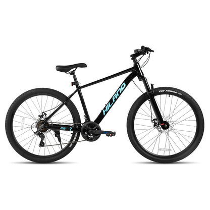 HILAND 26 inch aluminum alloy mountain bike for men and women, 21 speed bike with mechanical disc brakes, front suspension fork