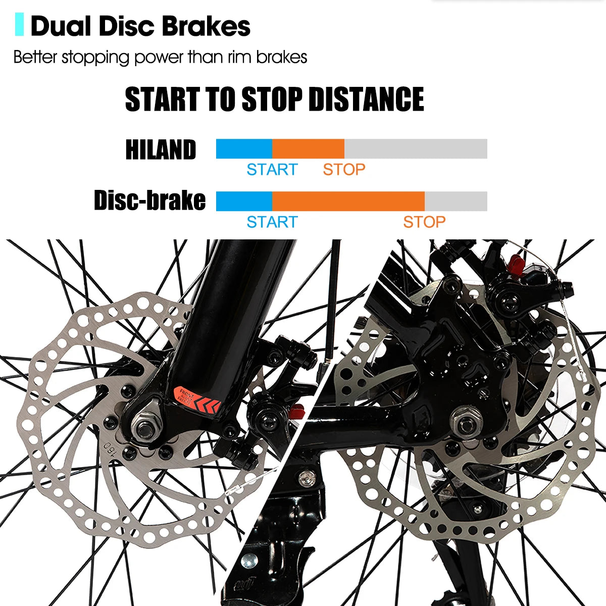 HILAND 26 inch aluminum alloy mountain bike for men and women, 21 speed bike with mechanical disc brakes, front suspension fork