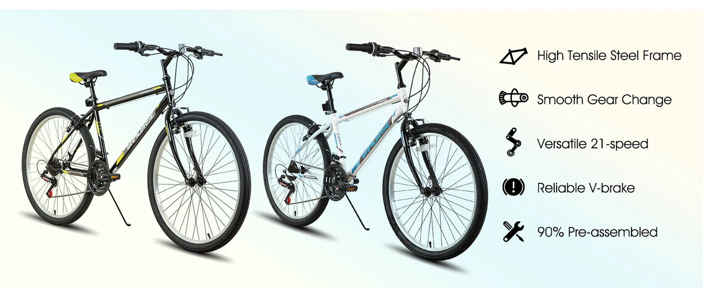 Hiland 24 26 inch Mountain Bike for Men Women, 21 Speeds High-Carbon Steel Frame, Sport Cycling MTB Bicycle for Adult