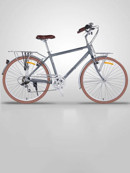 Bicycle with Variable Speed for Men and Women, Urban Commuting Bike, Cycling Bike, 7-Speed, Retro Style, 26 in