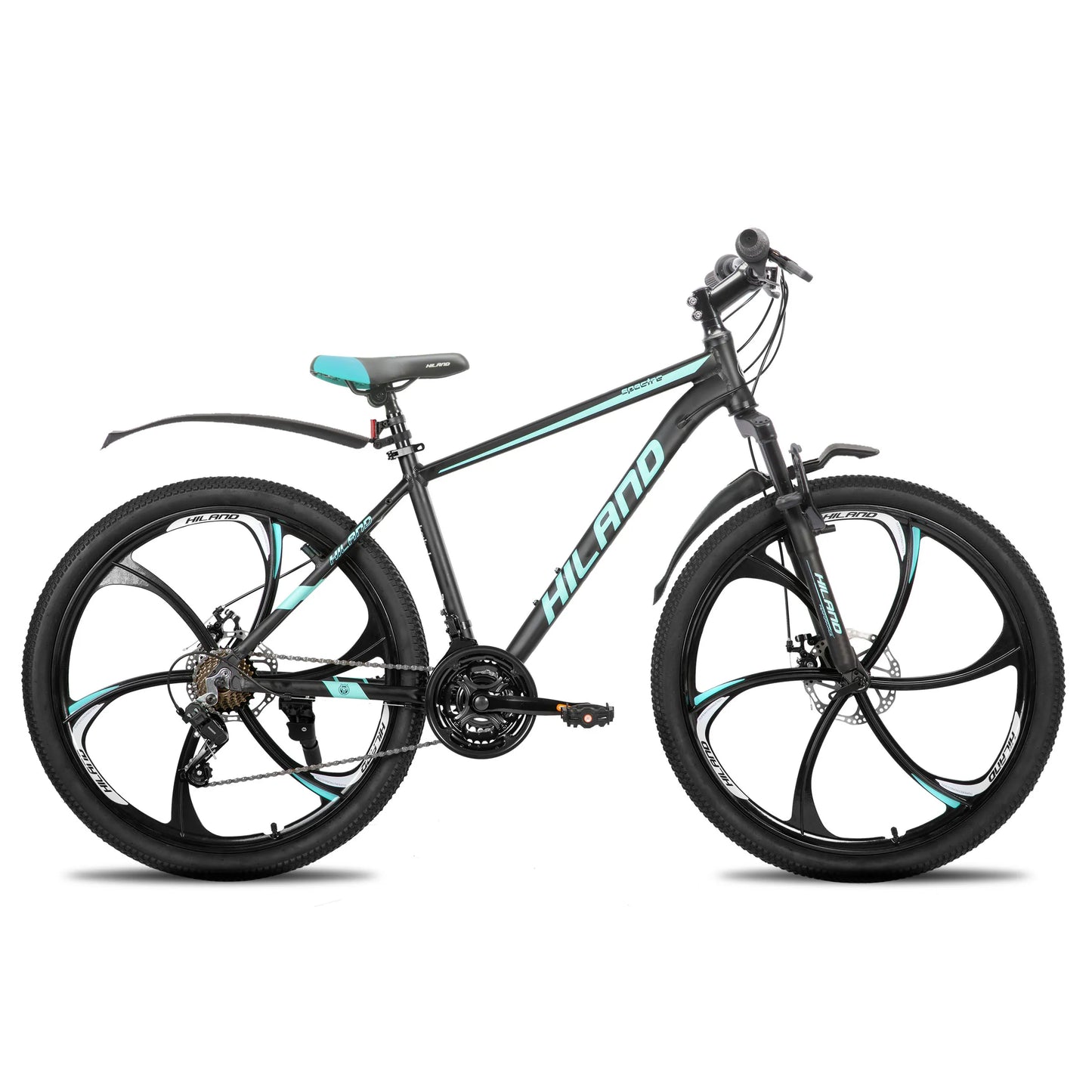 HILAND Mountain Bike 6 Multi-Spokes,18 Speeds Drivetrain, Aluminum Frame 26 Inch Wheels, Disc-Brake Bike for Men Women Men's MTB