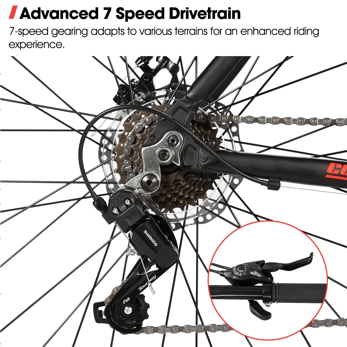 Hiland 700C Men's and Women's Road Bike, Lightweight Aluminum Frame, 7-Speed Dual Disc Brake Racing, 28-Inch Commuter Road Bike