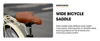 HILAND 26 inch Beach Cruiser Bike for Men and Women, 7 Speed Adult Bicycle with Rear Rack, Retrospec Commuter City Bicycle