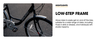 HILAND 26 inch Complete Beach Cruiser Bike for Adults, 7 Speed Step-Through Frame Womens Bicycle with Rear Rack, Retrospec Bike