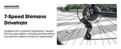 HILAND Cityrad 700C Herren Damen Student Aluminiumlegierung Pendler Stadtfahrrad, 7-Gang, mit Schutzblechen, Gepäckträger