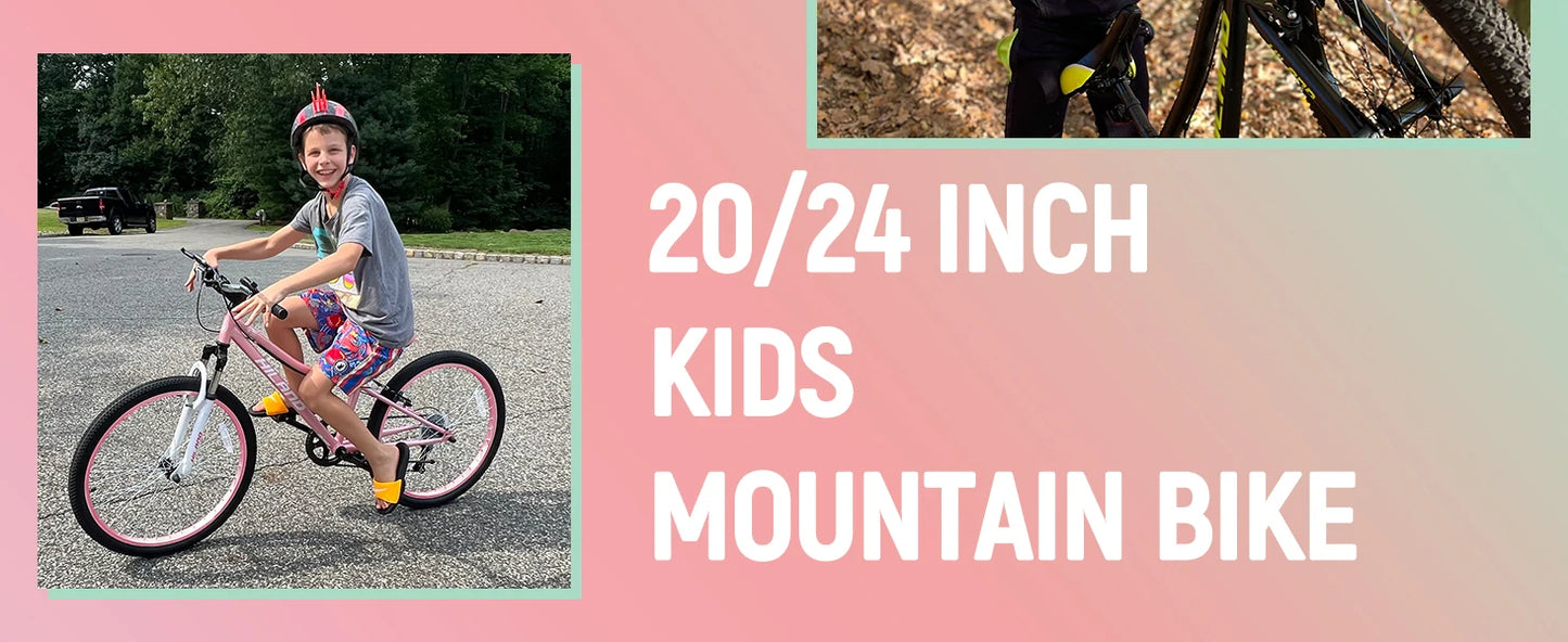 Hiland  24 Inch Mountain Bike for Kids Age 7,Front Suspension Fork Kids' Bicycles for Boys Girls Multiple Colors Baby Walker