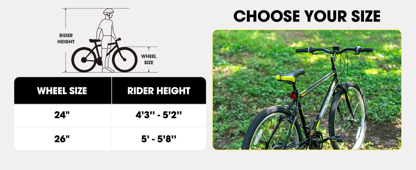 Hiland 24 26 inch Mountain Bike for Men Women, 21 Speeds High-Carbon Steel Frame, Sport Cycling MTB Bicycle for Adult