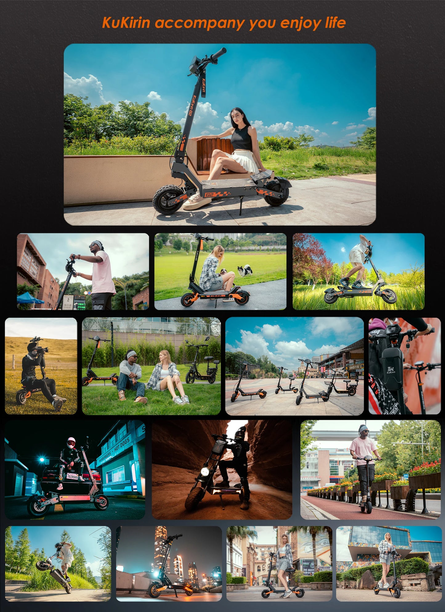 KuKirin G2 Adult Electric Scooter 48V 15Ah Battery Foldable Electric Scooter 500W Motor 10 Inch Tires City Electric Scooter