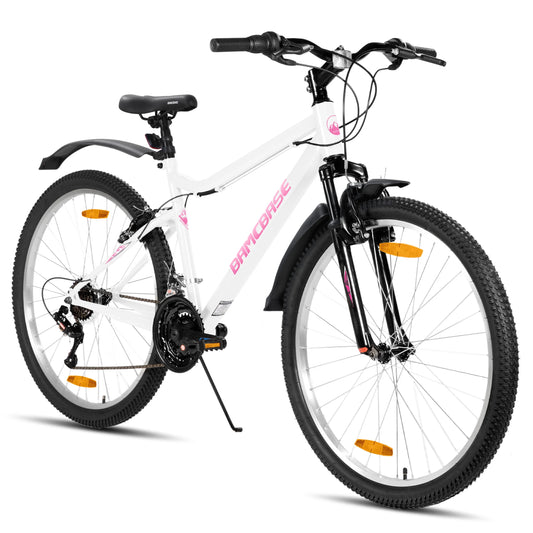 Hiland 26-inch Women's Mountain Bike, 18-Speed Shift, Mountain Bike with Front and Rear V-Brakes, Sturdy Mountain Bike for Women