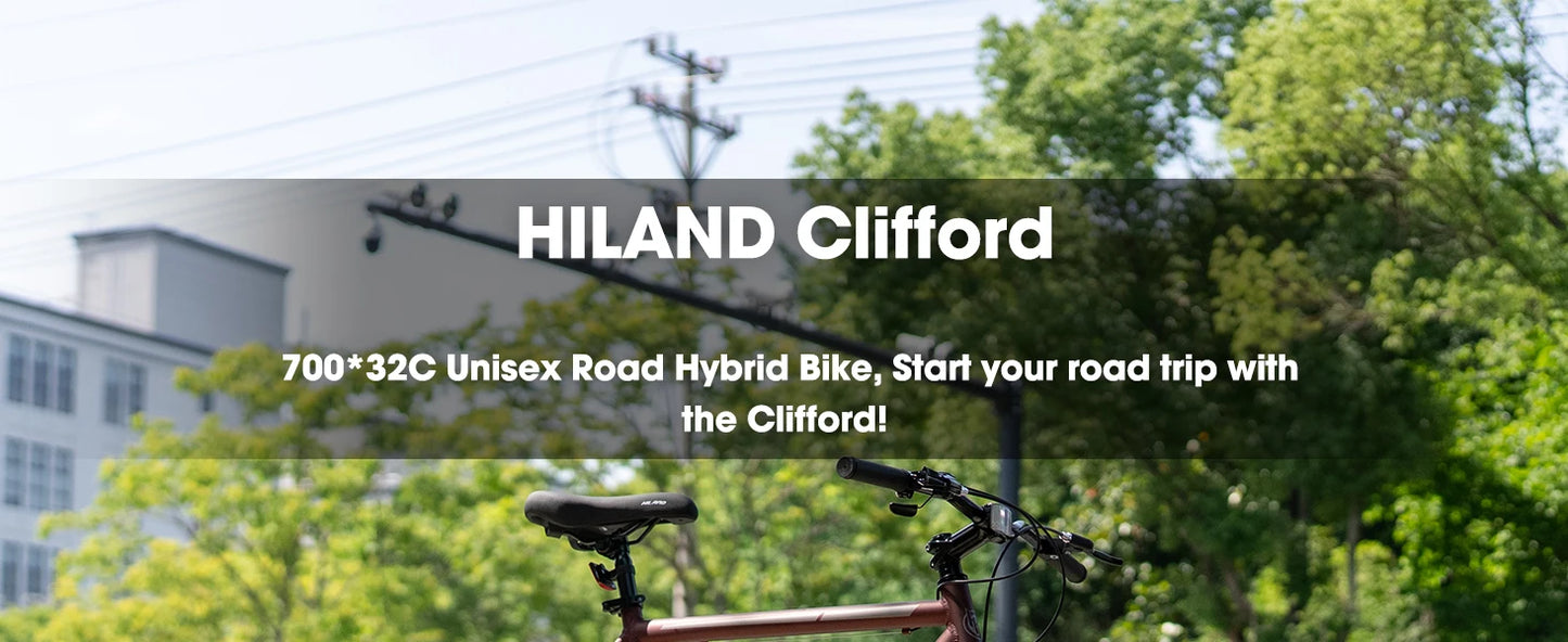 Hiland 700C Men's and Women's Road Bike, Lightweight Aluminum Frame, 7-Speed Dual Disc Brake Racing, 28-Inch Commuter Road Bike