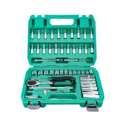 53Pcs Ratchet Wrench Toolbox 1/4 Inch Drive Socket Set Car Repair Hardware Tool Kit Screwdriver Combination Auto Repair Tool