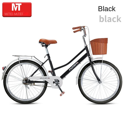 Cooya Adult Bike Women's Commuter Bike 26inch Lightweight Retro College Student Campus Bike Commuting Bike Inflatable Black Tire