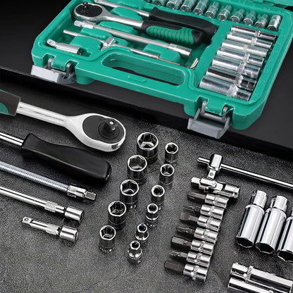53Pcs Ratchet Wrench Toolbox 1/4 Inch Drive Socket Set Car Repair Hardware Tool Kit Screwdriver Combination Auto Repair Tool