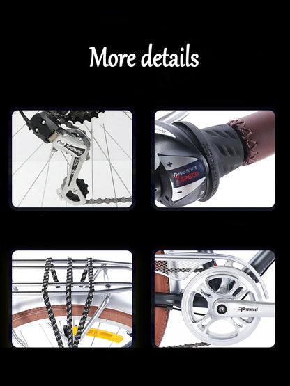 Bicycle with Variable Speed for Men and Women, Urban Commuting Bike, Cycling Bike, 7-Speed, Retro Style, 26 in