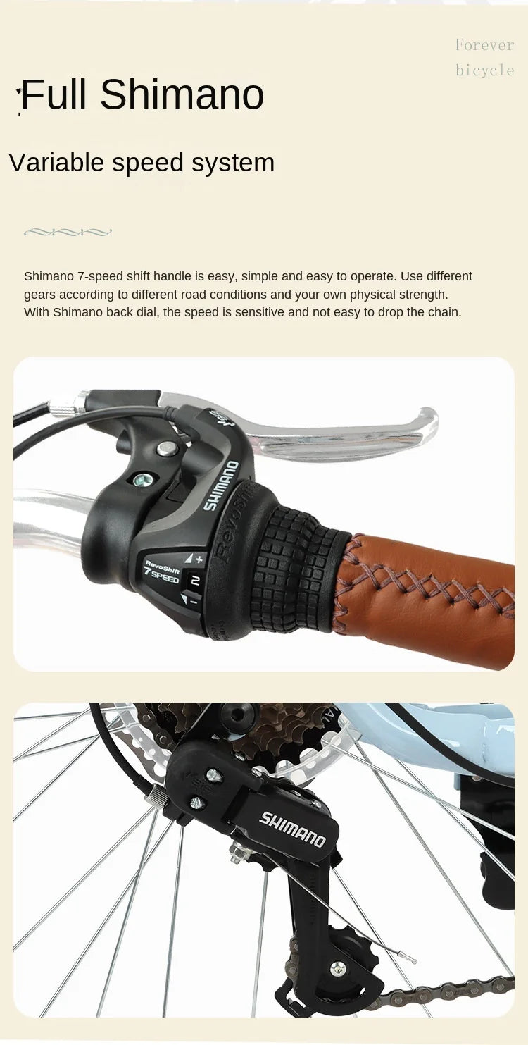 Cooya Retro City Bike 26 Inch Adult Male Female Commuter Disc Brake Variable Speed Lightweight Bike High Carbon Steel Frame 2024