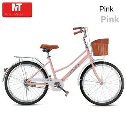 Cooya Adult Bike Women's Commuter Bike 26inch Lightweight Retro College Student Campus Bike Commuting Bike Inflatable Black Tire