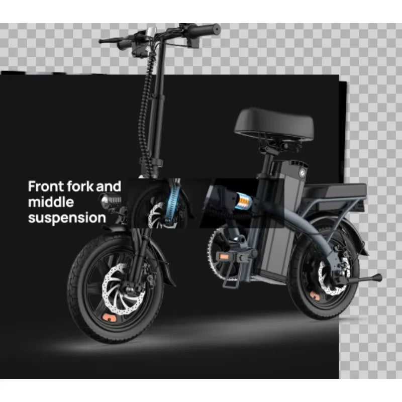 Folding E-bike 350W Brushless Motor 48V7.8AH Lithium Battery Electric Bicycle High Carbon Steel Frame 14 Inch Tire Electric Bike
