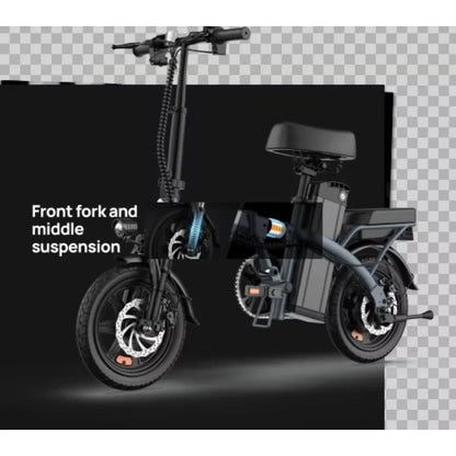Folding E-bike 350W Brushless Motor 48V7.8AH Lithium Battery Electric Bicycle High Carbon Steel Frame 14 Inch Tire Electric Bike