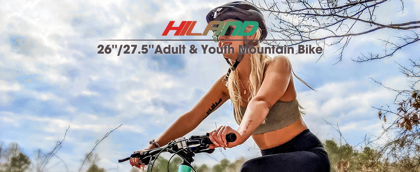 HILAND 26 27.5Inch Mountain Bike for Women Girl, 21 Speed with Suspension Fork, Aluminum Frame MTB, Adult Ladies Bike