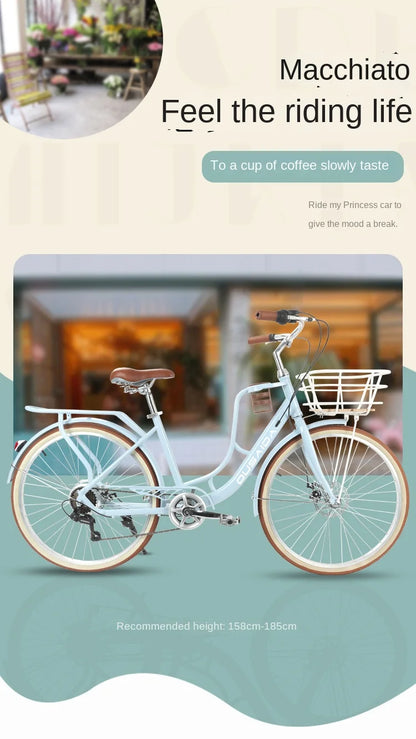 Cooya Retro City Bike 26 Inch Adult Male Female Commuter Disc Brake Variable Speed Lightweight Bike High Carbon Steel Frame 2024