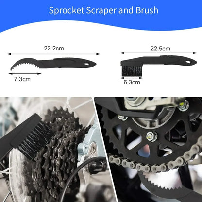 Bike Chain Cleaner Kit, Clean Chains Scrubber Gear Brush Maintenance Cleaning Tool Set for Road Bicycle Mountain Bikes MTB