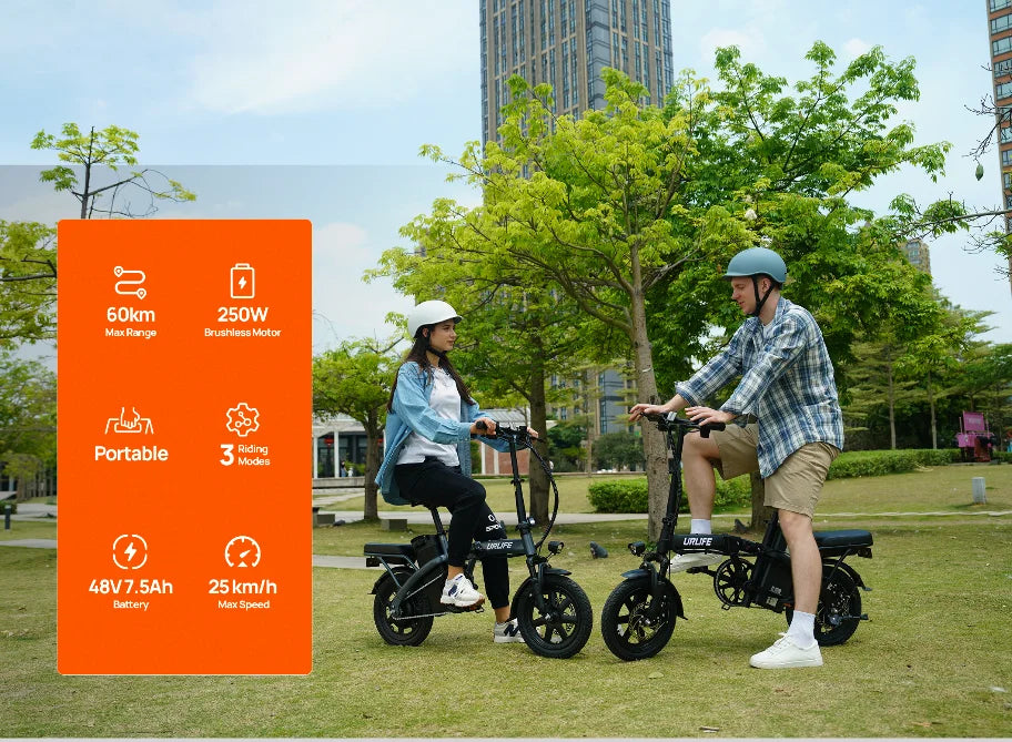 Folding E-bike 350W Brushless Motor 48V7.8AH Lithium Battery Electric Bicycle High Carbon Steel Frame 14 Inch Tire Electric Bike