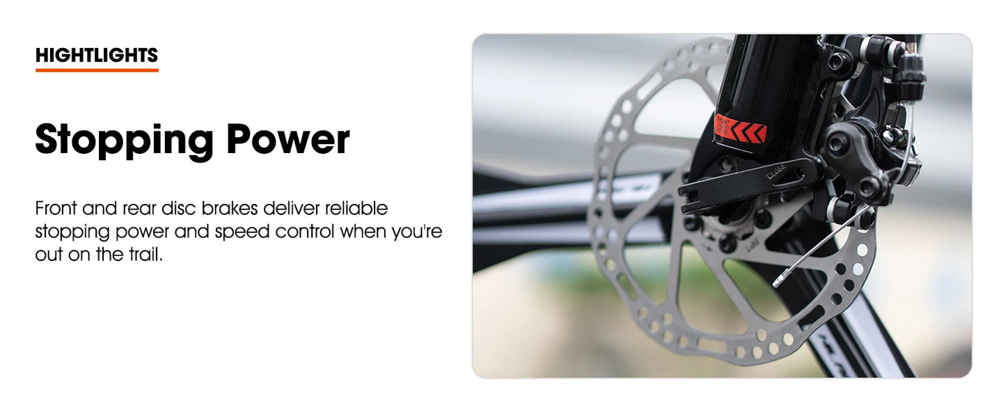 HILAND Mountain Bike, 3 Spokes, 18 Speeds Drivetrain, Aluminum Frame 26 Inch Wheels, Disc-Brake Bike for Men Women Men's MTB