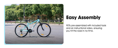 Hiland 26-inch Women's Mountain Bike, 18-Speed Shift, Mountain Bike with Front and Rear V-Brakes, Sturdy Mountain Bike for Women