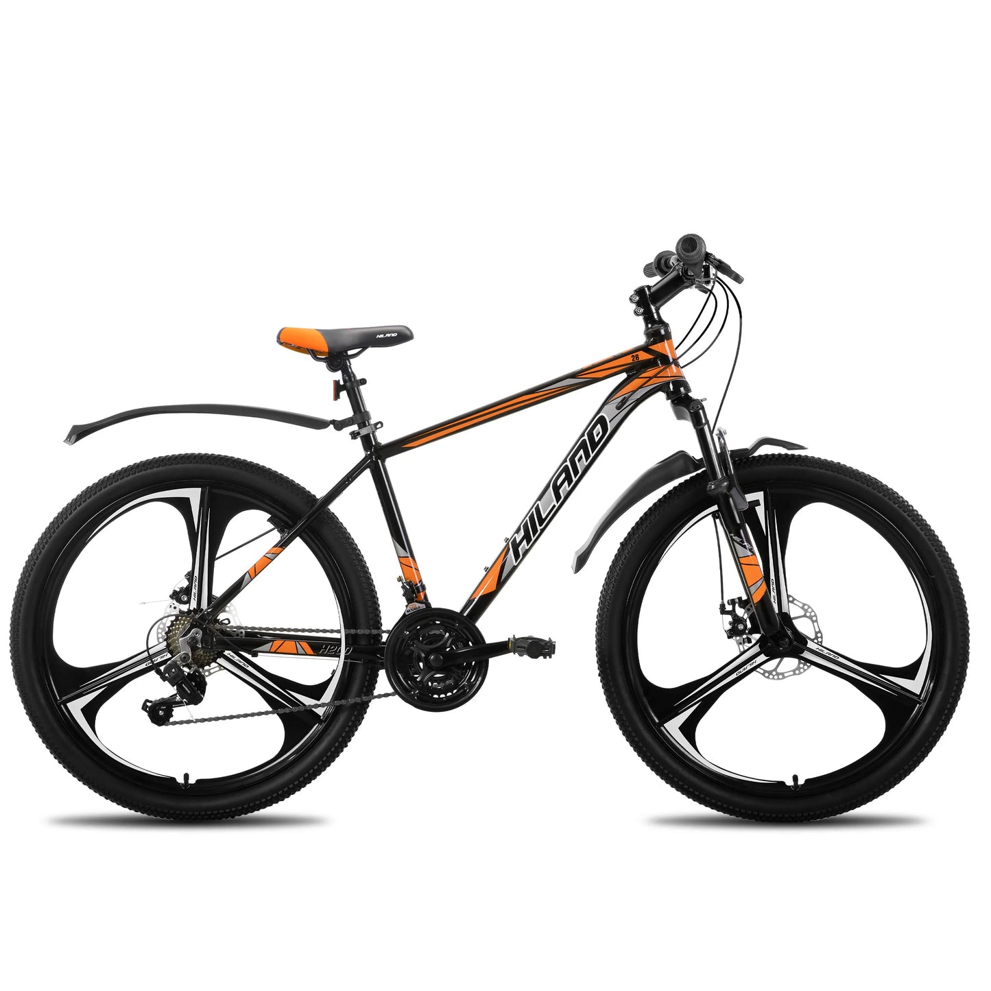 HILAND Mountain Bike, 3 Spokes, 18 Speeds Drivetrain, Aluminum Frame 26 Inch Wheels, Disc-Brake Bike for Men Women Men's MTB