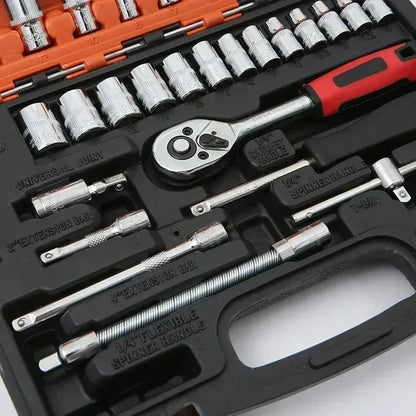 vxx For Good 53/46 Piece 1/4-Inch Mechanics Tool Kit With Quick-Release Ratchet Screwdriver Kit Extension  Manual Use On Automob