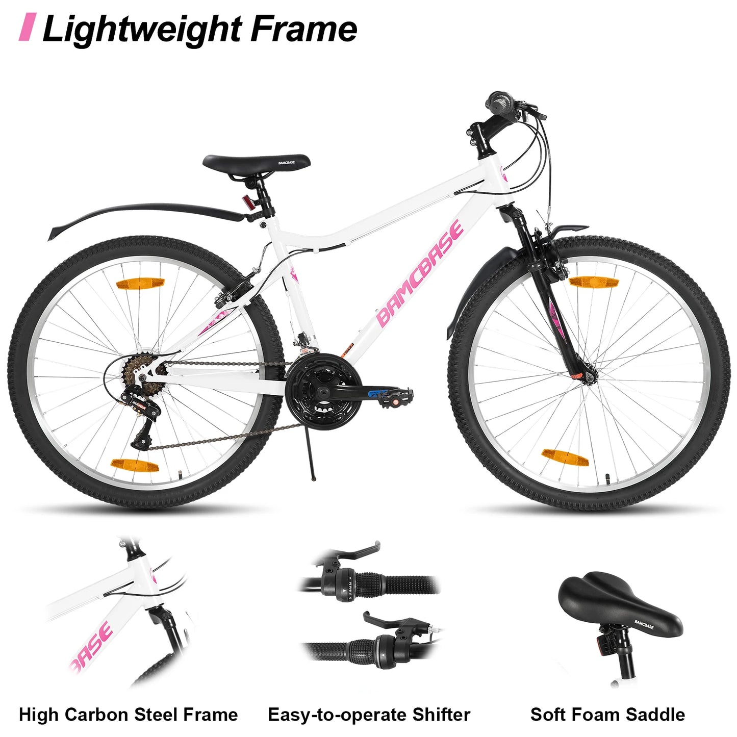 Hiland 26-inch Women's Mountain Bike, 18-Speed Shift, Mountain Bike with Front and Rear V-Brakes, Sturdy Mountain Bike for Women