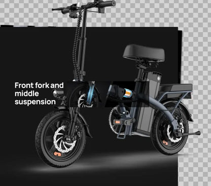 Folding E-bike 350W Brushless Motor 48V7.8AH Lithium Battery Electric Bicycle High Carbon Steel Frame 14 Inch Tire Electric Bike