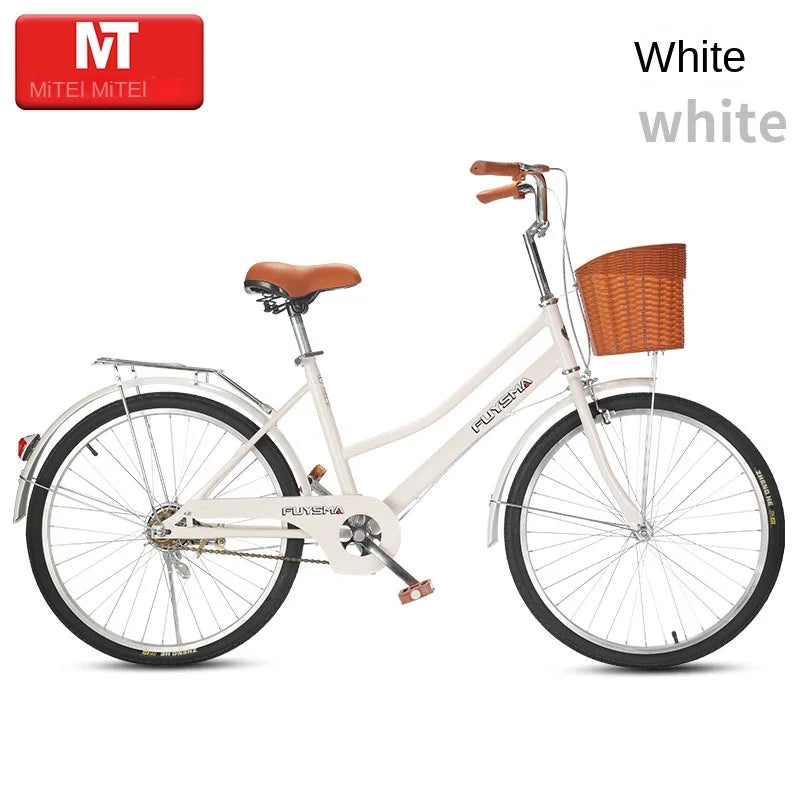 Cooya Adult Bike Women's Commuter Bike 26inch Lightweight Retro College Student Campus Bike Commuting Bike Inflatable Black Tire