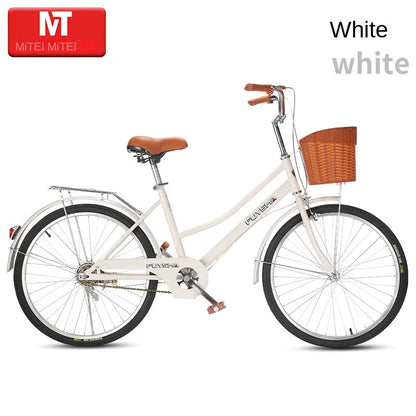 Cooya Adult Bike Women's Commuter Bike 26inch Lightweight Retro College Student Campus Bike Commuting Bike Inflatable Black Tire